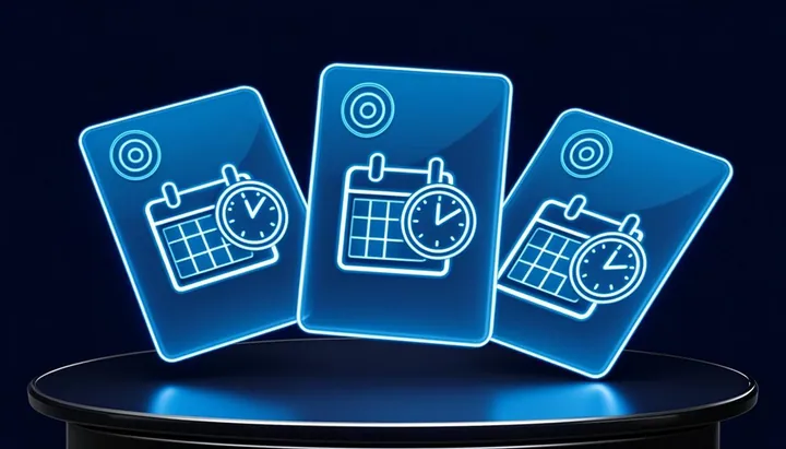 Trois paliers de formules d'abonnement IPTV flottants au-dessus d'un bureau premium