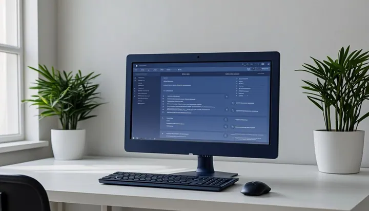 Ordinateur de bureau élégant sous macOS diffusant un lecteur IPTV dans un bureau lumineux